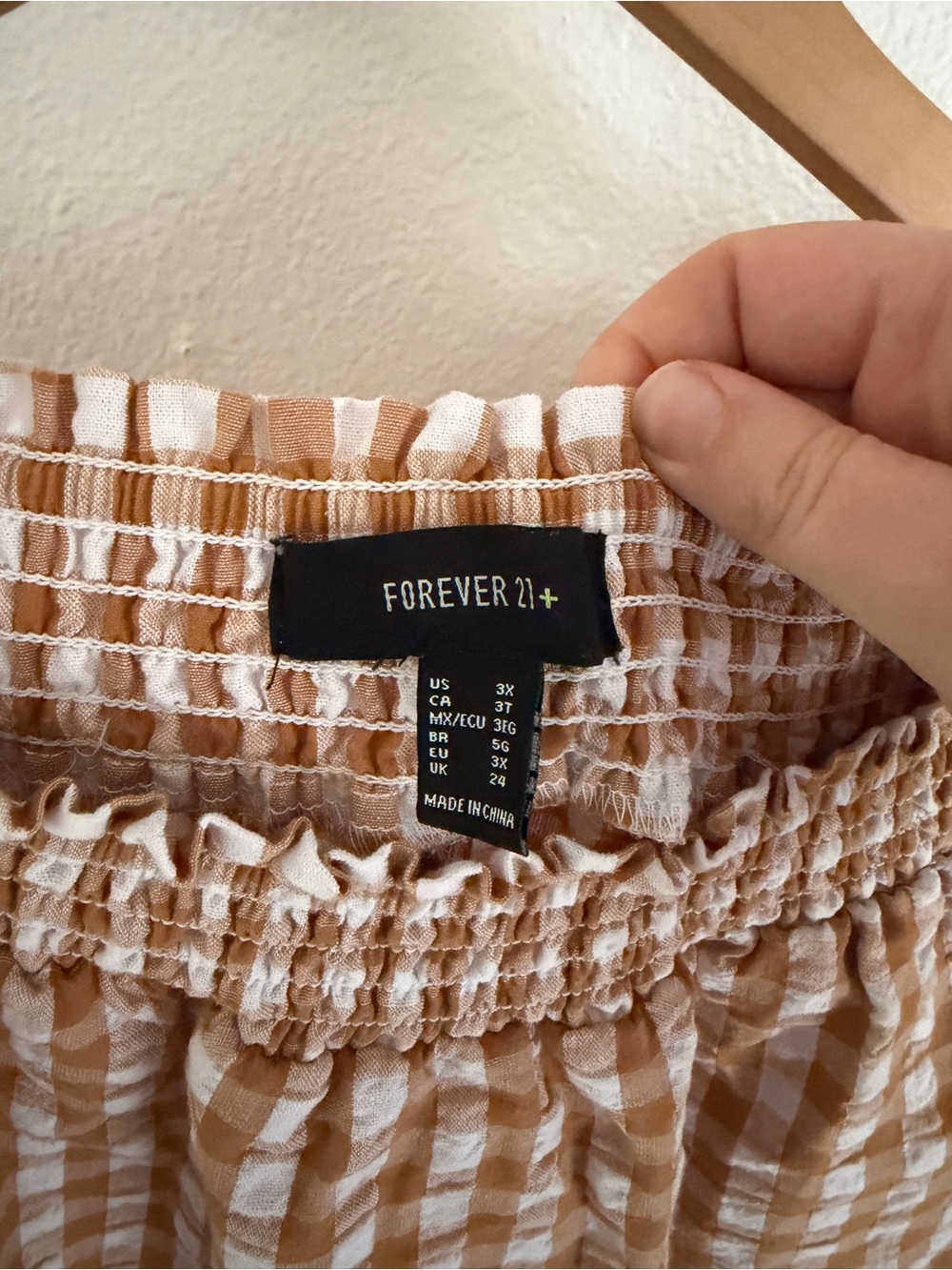 Forever 21 Tan and White Gingham Skater Skirt - Picture 4 of 5